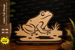 Frog Pond Laser Cut SVG Design frog pond svg, frog wildlife Product Image 1