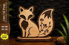 Minimal Floral Fox Laser Cut SVG Design fox silhouette svg, Product Image 1