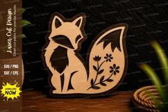 Simple Floral Fox Laser Cut SVG Design simple fox svg, flora Product Image 1
