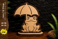 Cute Frog Under Umbrella Laser Cut SVG Design frog umbrella Product Image 1