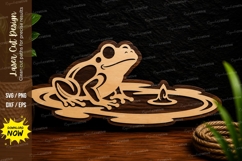 Frog Pond Scene Laser Cut SVG Design frog pond scene svg Product Image 1