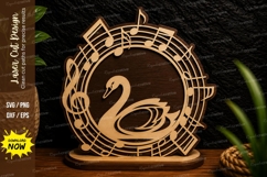 Swan Music Circle Laser Cut SVG Design swan svg, swan music Product Image 1