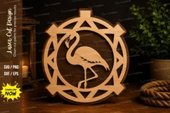 Heron Compass Laser Cut SVG Design heron svg, heron compass Product Image 1
