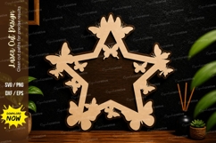 Butterfly Star Frame Laser Cut Decorative File, butterfly Product Image 1