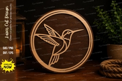 Flying Hummingbird Circle Laser Cut SVG Design hummingbird Product Image 1