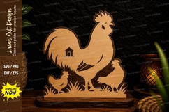 Rooster and Chick Farm Laser Cut SVG Design rooster svg Product Image 1
