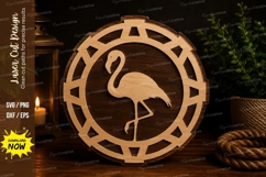 Flamingo Round Frame Laser Cut SVG Design flamingo svg, flam Product Image 1