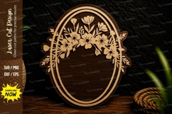 Floral Oval Frame Laser Cut SVG Design oval frame svg, flora Product Image 1