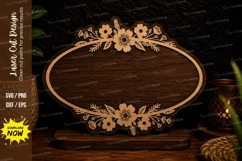 Elegant Floral Oval Frame Laser Cut SVG Design floral frame Product Image 1