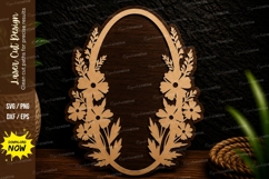 Floral Oval Wreath Frame Laser Cut SVG Design floral wreath Product Image 1