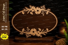 Classic Floral Oval Frame Laser Cut SVG Design classic flora Product Image 1