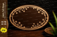 Floral Oval Wreath Frame Laser Cut SVG Design oval floral Product Image 1