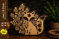 Floral Fox Laser Cut SVG Design floral fox svg, fox flower Product Image 1