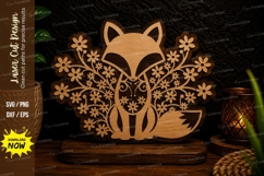 Floral Fox Sitting Laser Cut SVG Design fox sitting svg Product Image 1