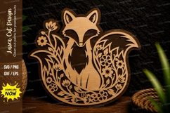 Floral Fox Circle Laser Cut SVG Design fox svg, floral fox Product Image 1