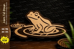 Frog on Lily Pad Laser Cut SVG Design frog lily pad svg, pon Product Image 1