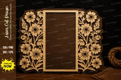Daisy Rectangle Frame Laser Cut SVG Design daisy frame svg Product Image 1