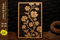 Floral Rectangle Panel Laser Cut SVG Design floral rectangle Product Image 1