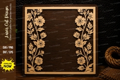 Floral Rectangle Frame Laser Cut SVG Design floral frame svg Product Image 1