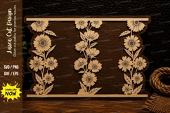 Horizontal Floral Border Panel Laser Cut SVG Design horizont Product Image 1
