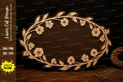 Oval Flower Vine Frame Laser Cut SVG Design flower vine fram Product Image 1