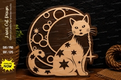 Mystic Moon Cat Laser Cut SVG Design cat moon svg, mystical Product Image 1