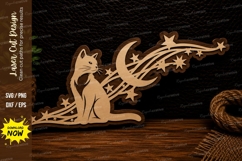Fox Moon and Stars Laser Cut SVG Design fox moon svg, celest Product Image 1