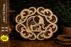 Mother and Baby Elephant Mandala Laser Cut SVG Design Product Image 1