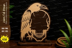 Raven Skull Gothic Laser Cut SVG Design raven skull svg, Product Image 1