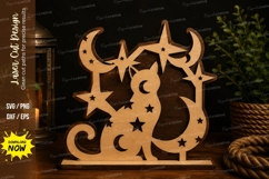 Moon and Stars Cat Laser Cut SVG Design moon cat svg, cresce Product Image 1
