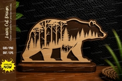 Forest Bear Silhouette Laser Cut SVG Design bear forest svg, Product Image 1