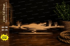 Crocodile Marsh Silhouette Laser Cut SVG Design crocodile sv Product Image 1