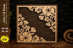 Corner Floral Square Frame Laser Cut SVG Design floral squar Product Image 1