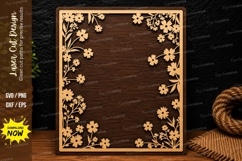 Vertical Floral Border Frame Laser Cut SVG Design floral Product Image 1