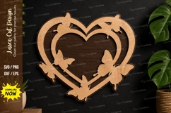 Butterfly Heart Frame laser cut svg File butterfly heart svg Product Image 1