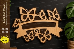 Butterfly Banner Frame laser cut svg File butterfly banner Product Image 1