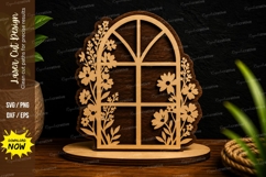 Arched Floral Window Frame Laser Cut SVG Design arched flora Product Image 1