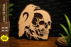 Raven and Skull Gothic Laser Cut SVG Design raven skull svg Product Image 1