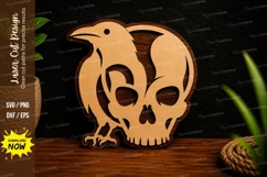 Crow Skull Gothic Laser Cut SVG Design crow skull svg, raven Product Image 1