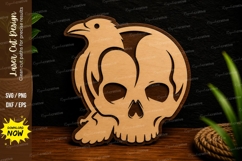 Raven Skull Silhouette Laser Cut SVG Design raven skull Product Image 1