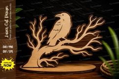 Perched Bird Tree Branch Laser Cut SVG Design bird tree bran Product Image 1