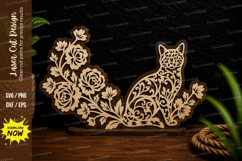 Floral Fox Silhouette Laser Cut SVG Design floral fox svg Product Image 1