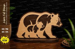 Bear Family with Cub Laser Cut SVG Design bear family svg Product Image 1
