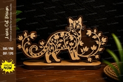 Floral Standing Cat Laser Cut SVG Design floral cat svg Product Image 1