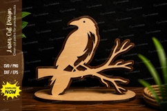 Perched Raven Branch Laser Cut SVG Design raven svg, crow on Product Image 1