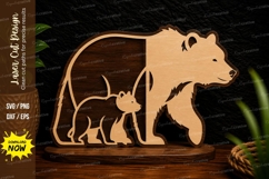 Bear with Cub Silhouette Laser Cut SVG Design bear Product Image 1
