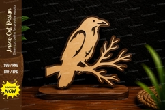 Perched Bird Branch Laser Cut SVG Design bird on branch svg, Product Image 1