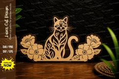 Floral Sitting Cat Laser Cut SVG Design floral cat svg Product Image 1