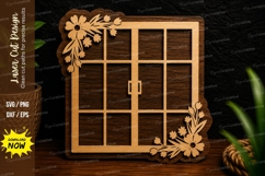 Floral Window Door Laser Cut SVG Design floral window door Product Image 1