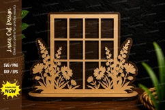 Wildflower Window Scene Laser Cut SVG Design wildflower wind Product Image 1